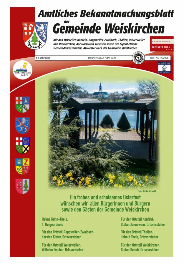 Amtliches Bekanntmachungsblatt der Gemeinde Weiskirchen Titelblatt 14/2026