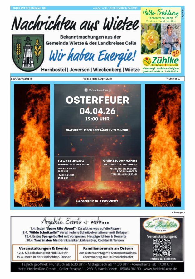 Nachrichten aus Wietze Titelblatt 07/2026