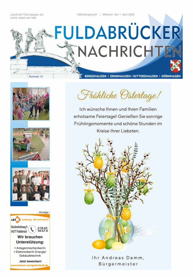 Fuldabrücker Nachrichten Titelblatt 14/2026