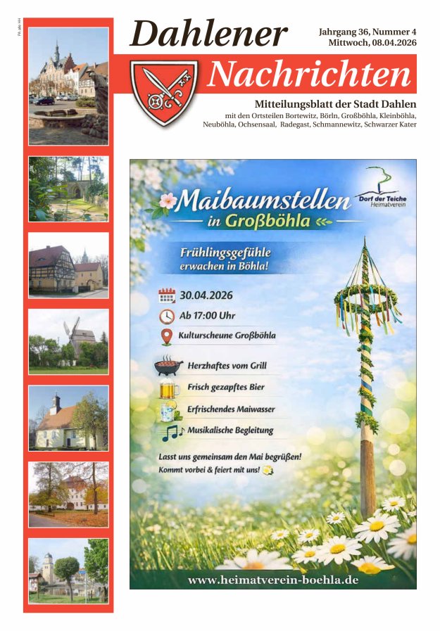 Dahlener Nachrichten - Amtliches Mitteilungsblatt der Stadt Dahlen Titelblatt 04/2026