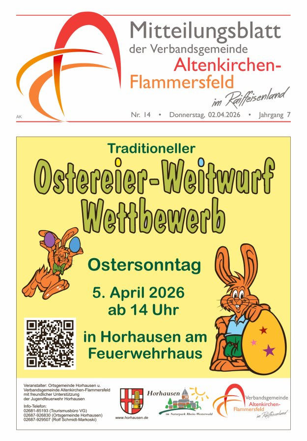 Mitteilungsblatt Verbandsgemeinde Altenkirchen-Flammersfeld Titelblatt 14/2026