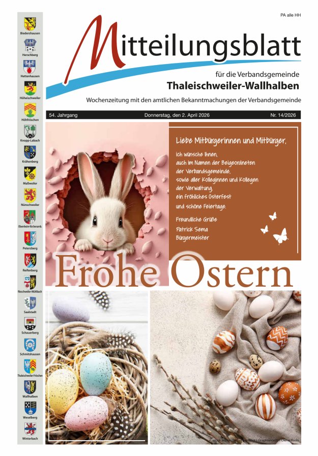 Mitteilungsblatt VG Thaleischweiler-Wallhalben Titelblatt 14/2026