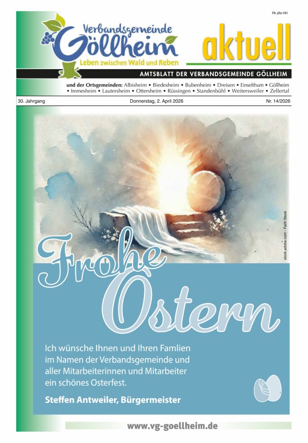 Verbandsgemeinde Göllheim aktuell Titelblatt 14/2026