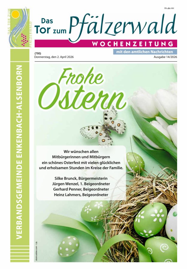 Das Tor zum Pfälzer Wald - VG Enkenbach-Alsenborn Titelblatt 14/2026
