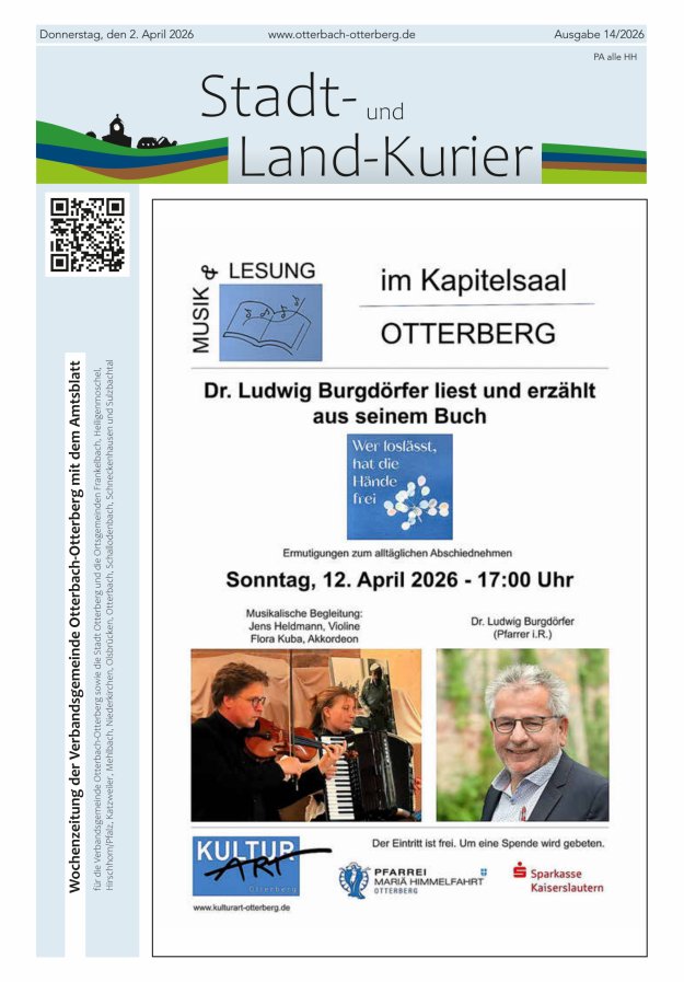 Stadt- und Land-Kurier Otterbach-Otterberg Titelblatt 14/2026