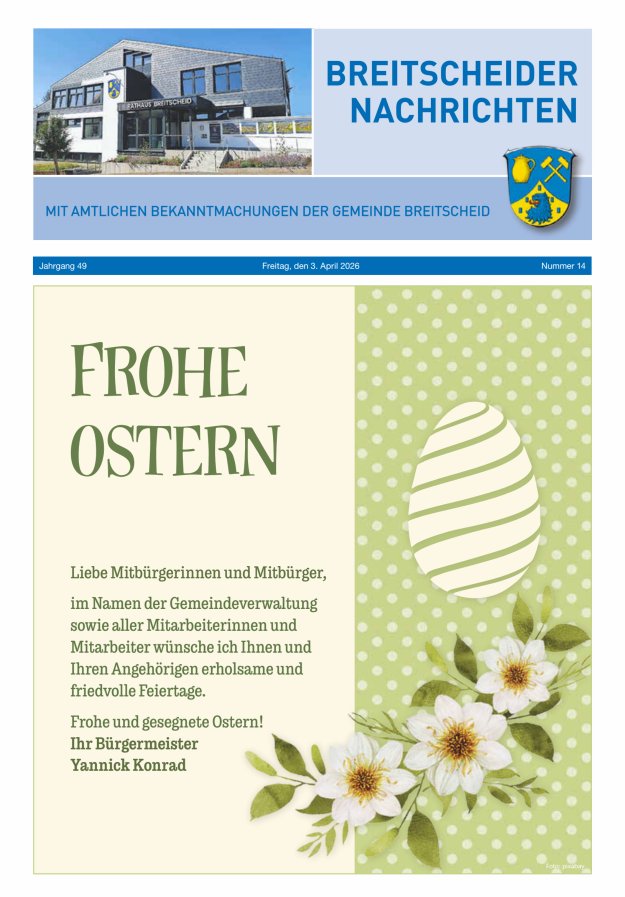 Breitscheider Nachrichten Titelblatt 14/2026