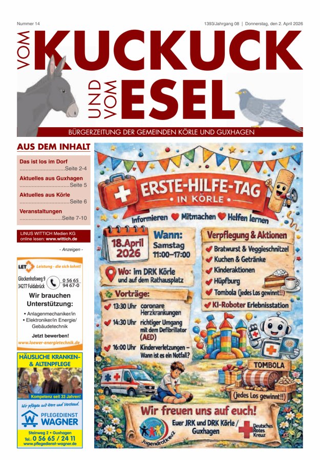 Vom Kuckuck und Esel (Guxhagen-Körle) Titelblatt 14/2026