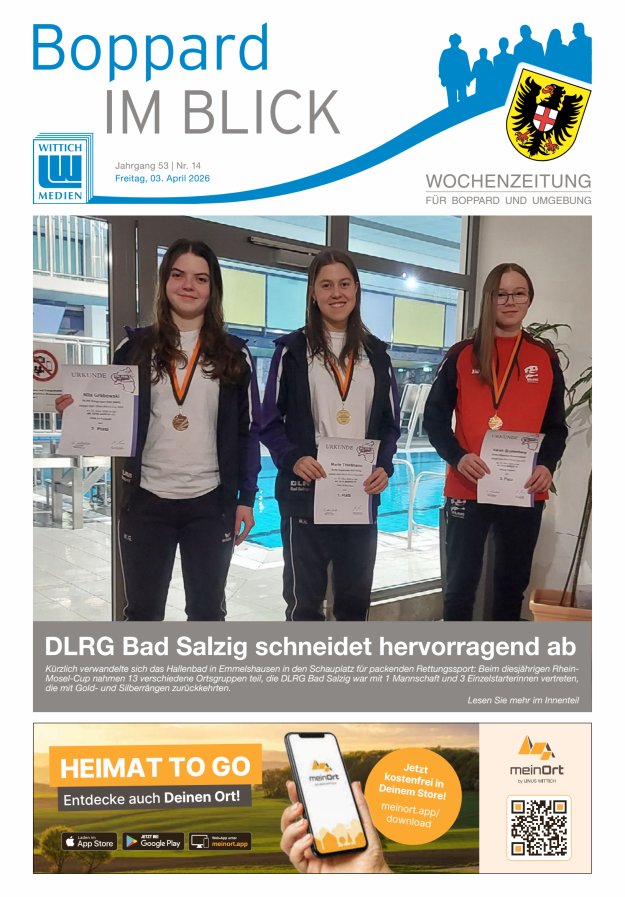 Boppard im Blick - Heimatzeitung für die Stadt Boppard Titelblatt 14/2026