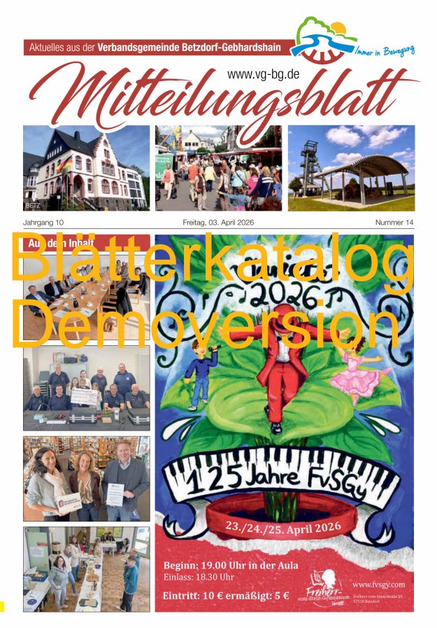 Aktuelles aus der VG Betzdorf-Gebhardshain, Ausgabe Betzdorf Titelblatt 14/2026