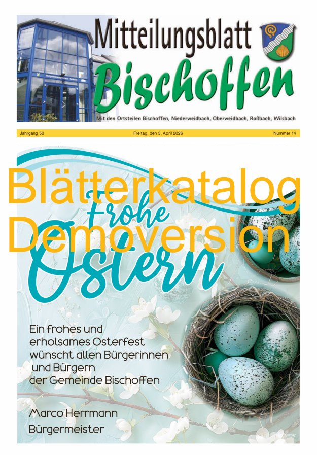 Mitteilungsblatt für die Gemeinde Bischoffen Titelblatt 14/2026