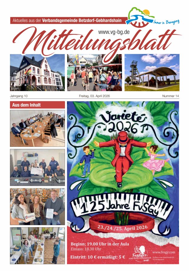 Aktuelles aus der VG Betzdorf-Gebhardshain Ausgabe Gebhardshain Titelblatt 14/2026