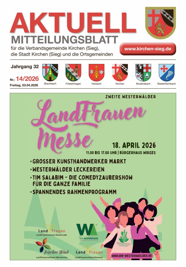 Aktuell - Mitteilungsblatt für die VG Kirchen (Sieg) Titelblatt 14/2026