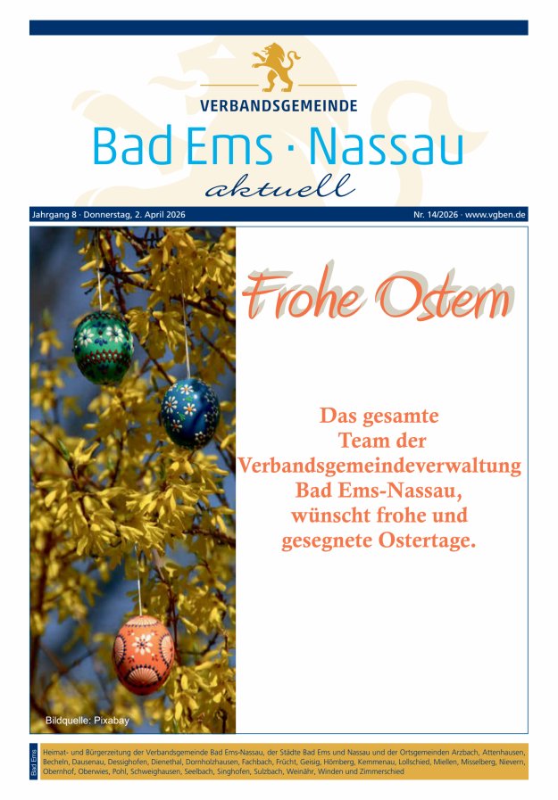 Bad Ems-Nassau aktuell Ausgabe Bad Ems Titelblatt 14/2026