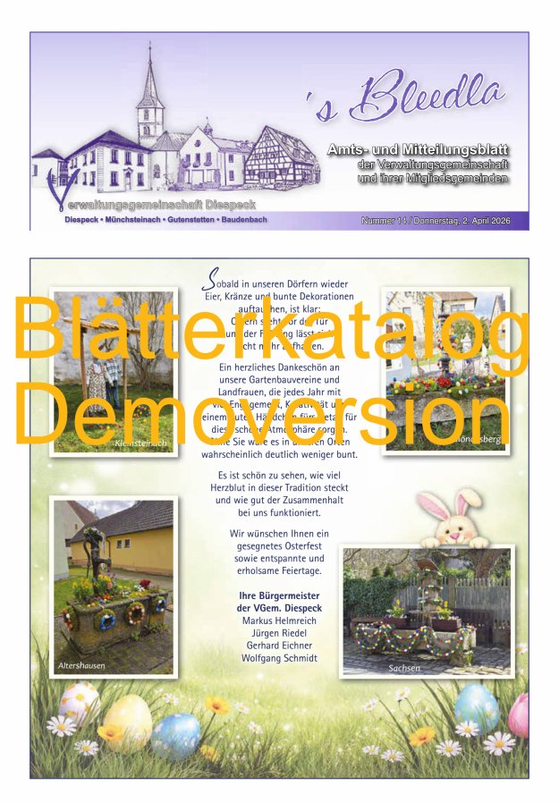 Amts- und Mitteilungsblatt VGem Diespeck Titelblatt 14/2026