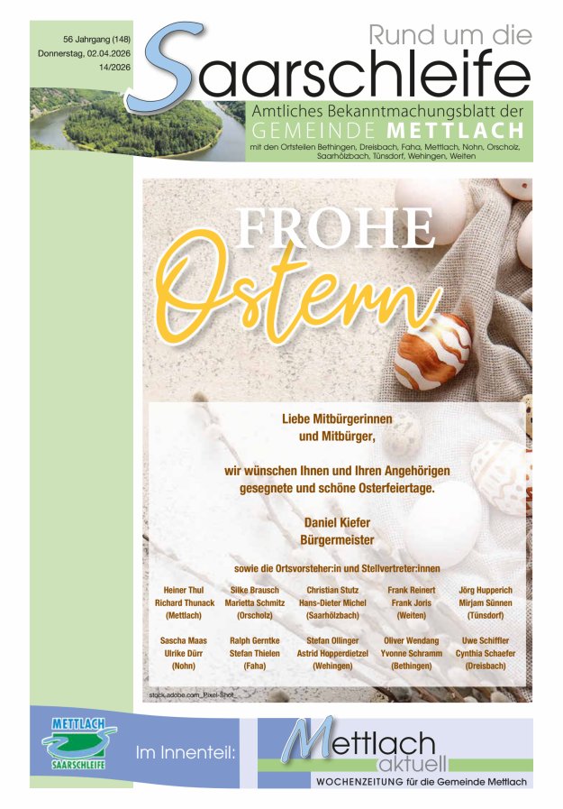 Rund um die Saarschleife Gemeinde Mettlach Titelblatt 14/2026