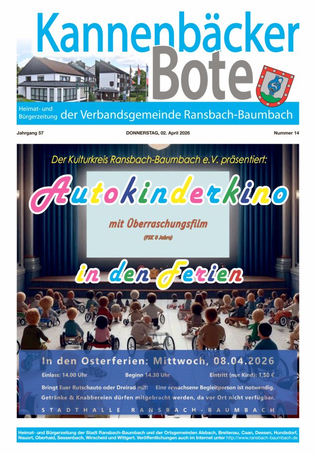 Kannenbäcker-Bote der Verbandsgemeinde Ransbach-Baumbach Titelblatt 14/2026