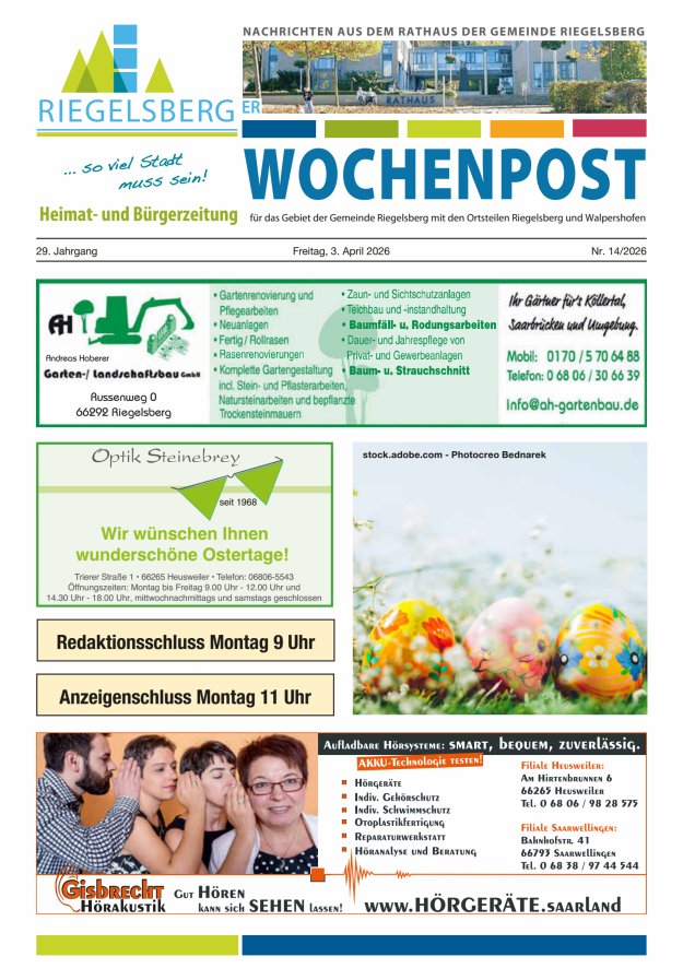 Riegelsberger Wochenpost Titelblatt 14/2026