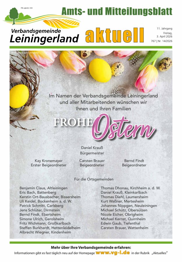 VG Leiningerland aktuell Titelblatt 14/2026