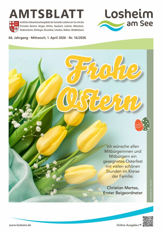 Amtliches Bekanntmachungsblatt der Gemeinde Losheim am See Titelblatt 14/2026