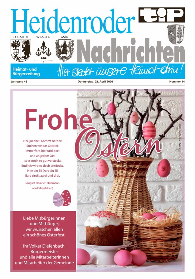 "tip" Heidenroder Nachrichten Titelblatt 14/2026