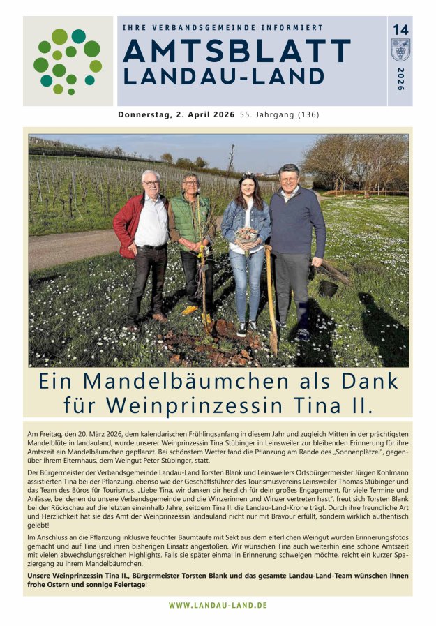 Amtsblatt VG Landau-Land Titelblatt 14/2026