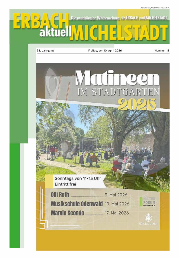 Erbach-Michelstadt aktuell Titelblatt 15/2026