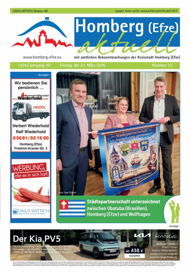 Homberg Efze aktuell Titelblatt 13/2026