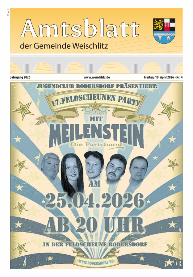 Amtsblatt der Gemeinde Weischlitz Titelblatt 04/2026
