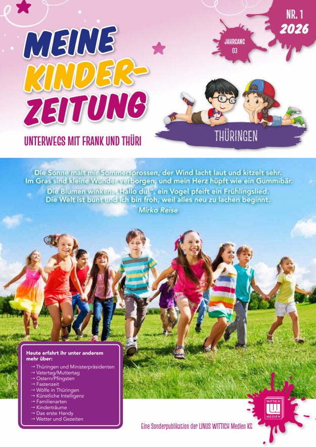 "Meine Kinderzeitung Thüringen" Titelblatt 01/2026