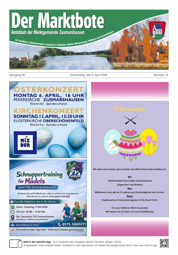 Zusmarshausen - Der Marktbote Titelblatt 14/2026