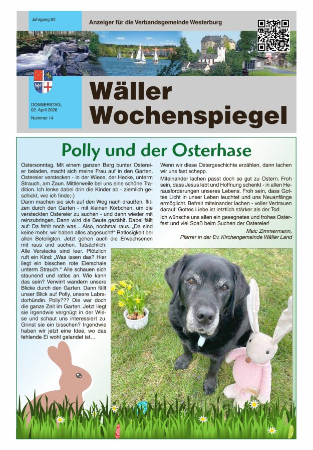 Wäller Wochenspiegel - Anzeiger für die Verbandsgemeinde Westerburg Titelblatt 14/2026
