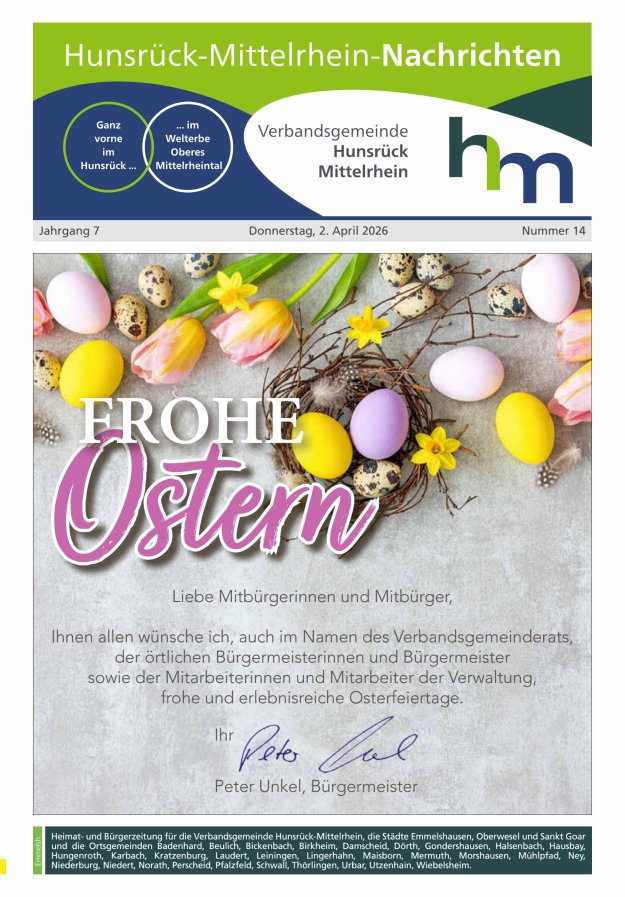 Hunsrück-Mittelrhein Nachrichten Ausgabe Emmelshausen Titelblatt 14/2026