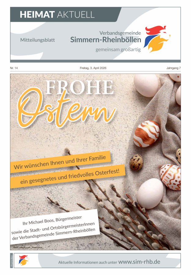 Heimat Aktuell Mitteilungsblatt der VG Simmern-Rheinböllen-Ausg Rheinböllen Titelblatt 13/2026