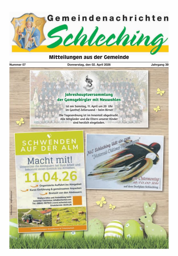Gemeindenachrichten Schleching Titelblatt 07/2026