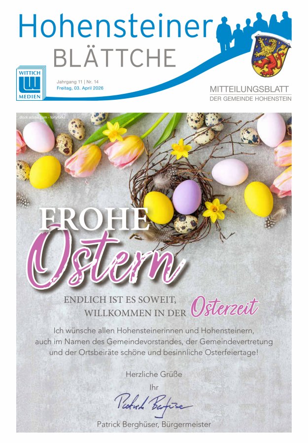 Hohensteiner Blättche Titelblatt 14/2026