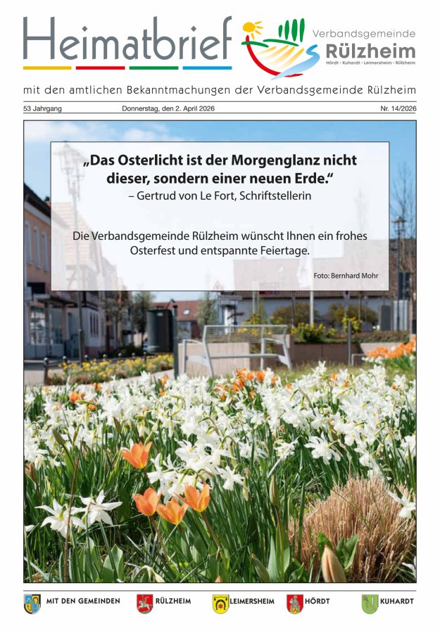 Heimatbrief VG Rülzheim Titelblatt 14/2026
