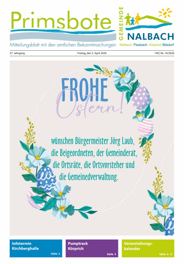 Primsbote Gemeinde Nalbach Titelblatt 14/2026