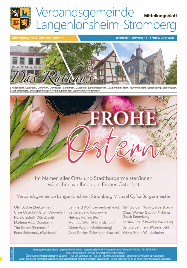 Das Rathaus - MTB d VG Langenlonsheim-Stromberg  Titelblatt 13/2026