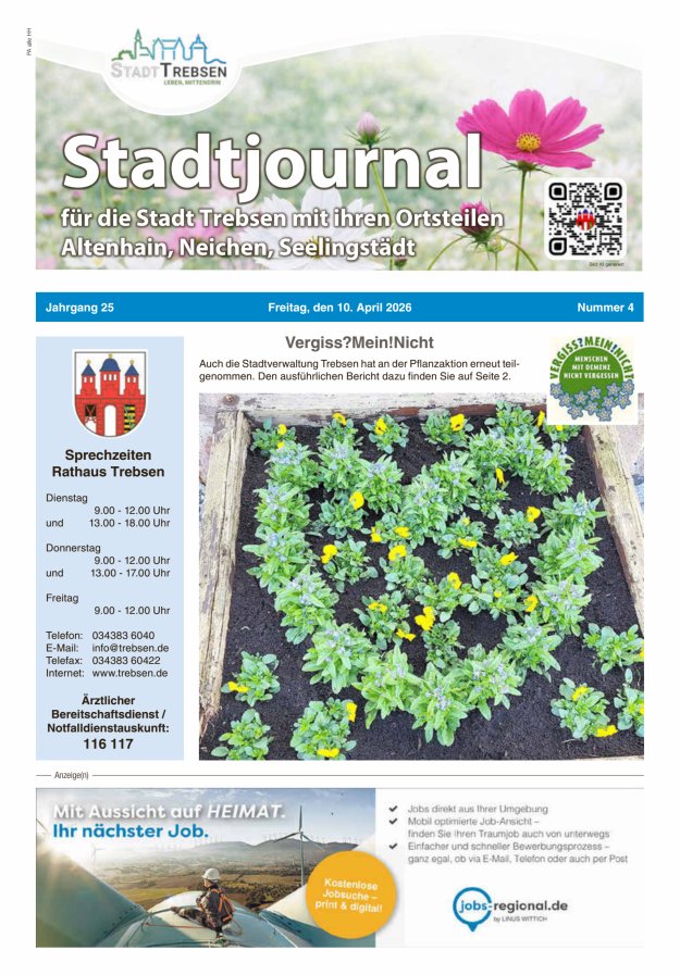 Stadtjournal der Stadt Trebsen mit ihren Ortsteilen Titelblatt 04/2026