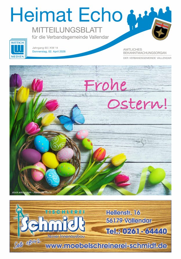 Heimat-Echo - Heimat- und Bürgerzeitung Verbandsgemeinde Vallendar Titelblatt 14/2026