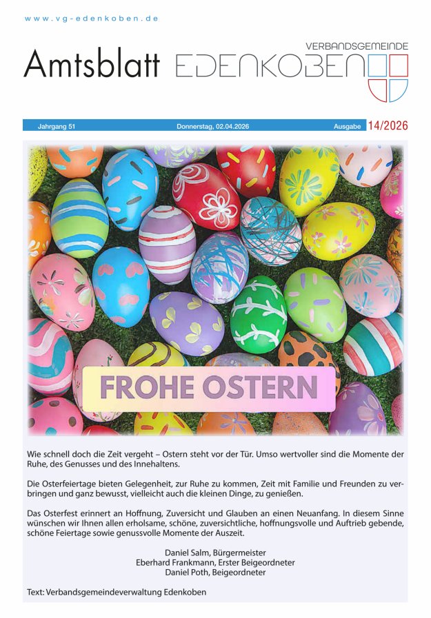 Amtsblatt VG Edenkoben Titelblatt 14/2026