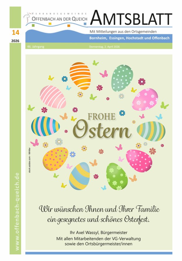Amtsblatt VG Offenbach an der Queich Titelblatt 14/2026