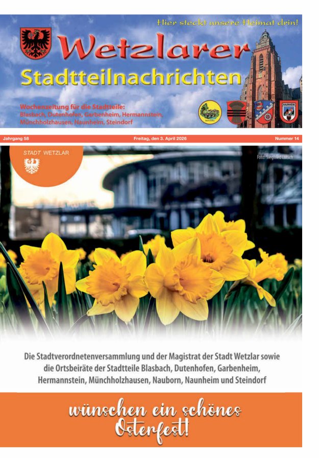 Wetzlarer Stadtteilnachrichten Titelblatt 14/2026