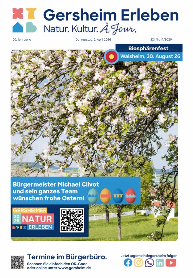 Bekanntmachungsblatt der Gemeinde Gersheim Titelblatt 14/2026