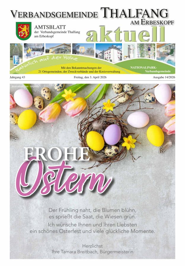 Thalfang aktuell - Amtsblatt VG Thalfang Titelblatt 14/2026