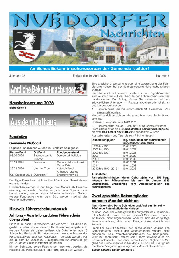 Nußdorfer Nachrichten Titelblatt 08/2026