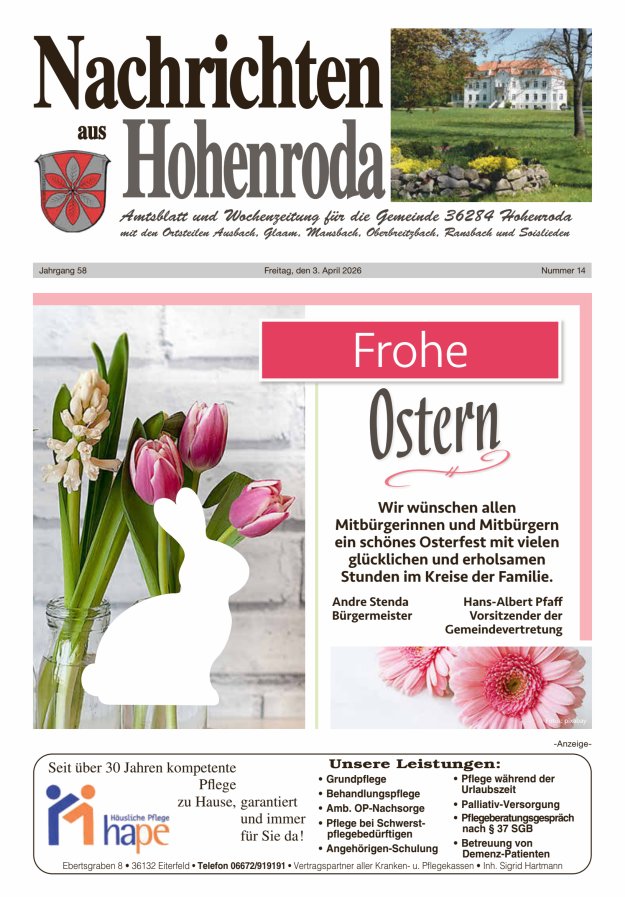 Nachrichten aus Hohenroda Titelblatt 14/2026