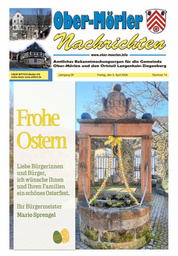 Ober-Mörler Nachrichten Titelblatt 14/2026