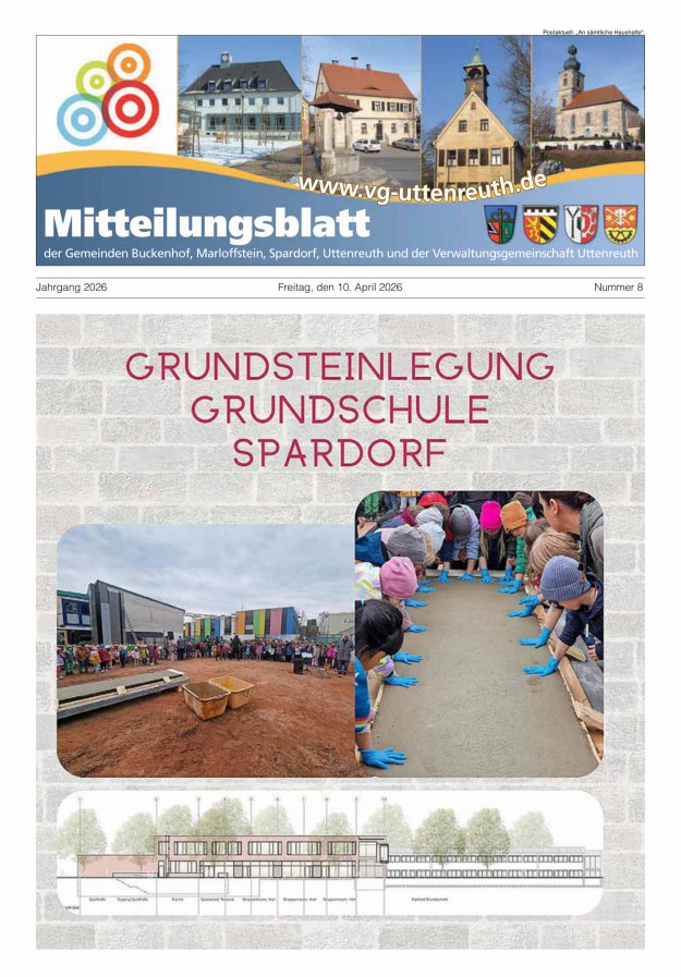 Mitteilungsblatt der Verwaltungsgemeinschaft Uttenreuth Titelblatt 08/2026