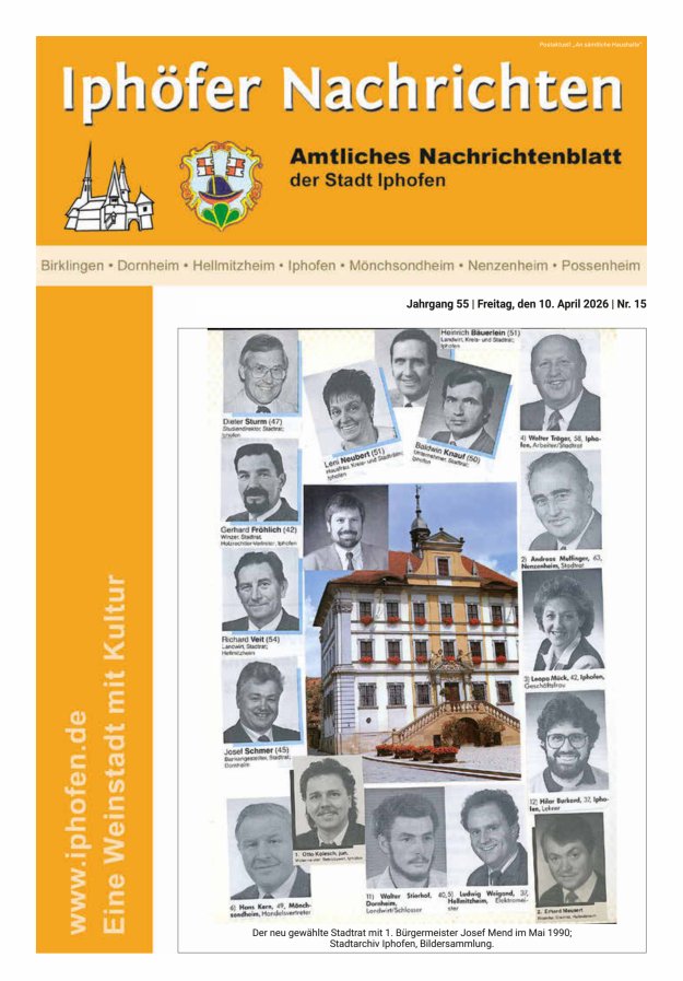 Iphöfer Nachrichten Titelblatt 15/2026